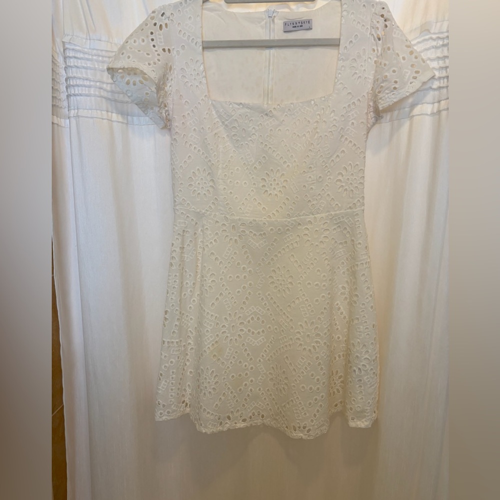 While eyelet dress